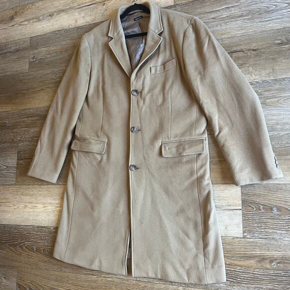 J. Crew Wool Cashmere Westbourne Topcoat Mens L Tan Brown Long Classic Luxury - Picture 3 of 10